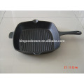 rectangular cast iron grill fry pan with enamel/vegetable oil coating